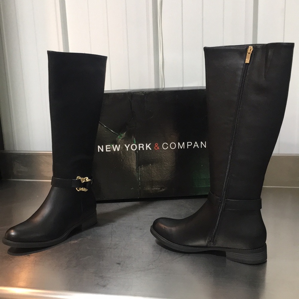 New WB New York & Company Women's Black Tall Riding Boots